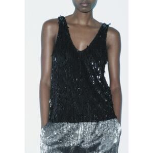 Zara Black Sequin Blouse